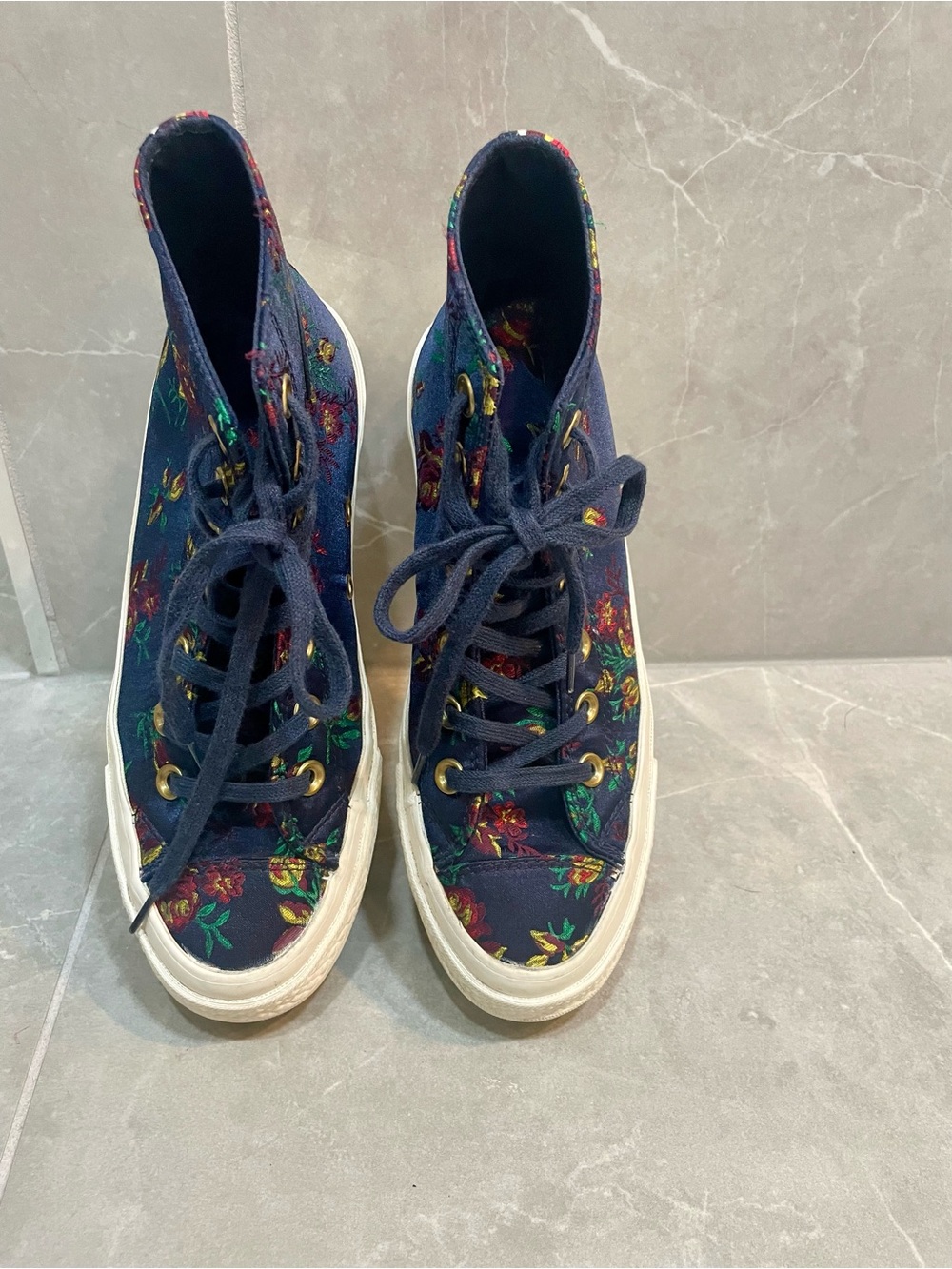 Converse Chuck Taylor All Star Obsidian Floral High-Top Platform Sneakers Size 6 - Picture 3 of 9